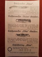 Taschenmesser Dolchmesser - Jaeger-Versand Anzeige Katalog 1911 Baden-Württemberg - Leonberg Vorschau