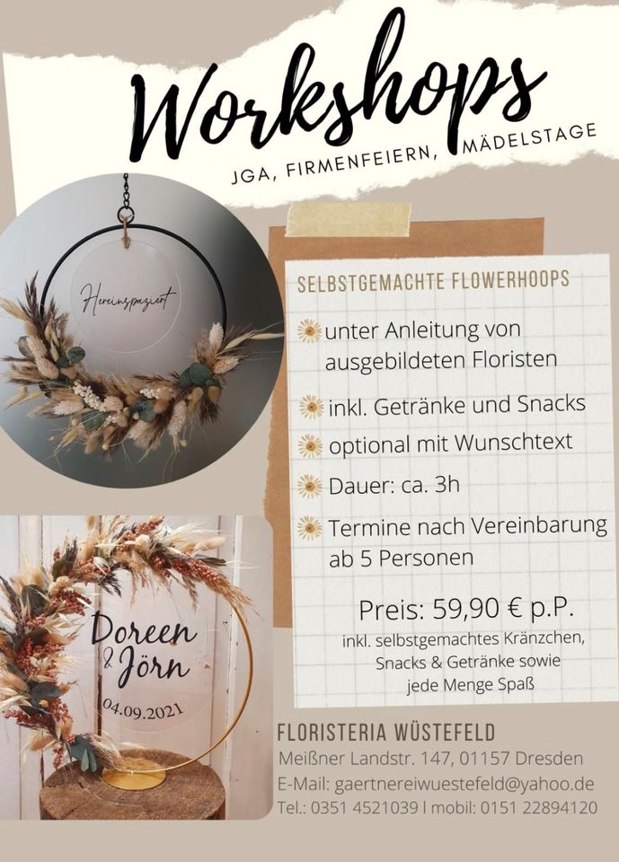 Workshop Hochzeit JGA Event DIY Kranzbinden Sommerfest Firmenfest in Dresden