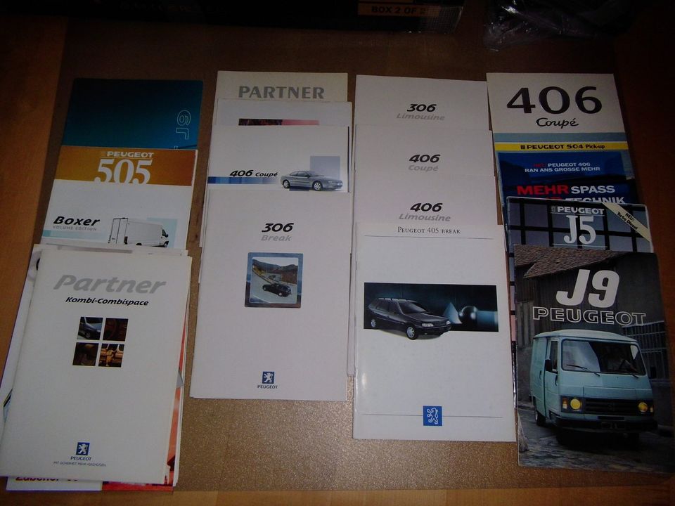 23 Peugeot Prospekte Sammlung J9 J5 406 504 pick-up 405 505 usw in Lüchow