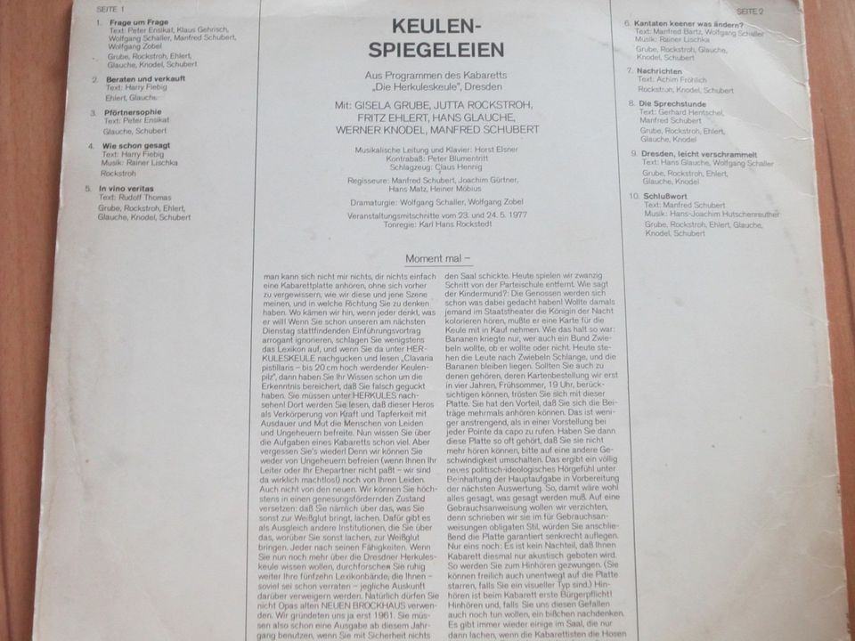 LP Herkuleskeule Dresden 1978 "Keulenspiegeleien" Kabarett Humor in Dresden