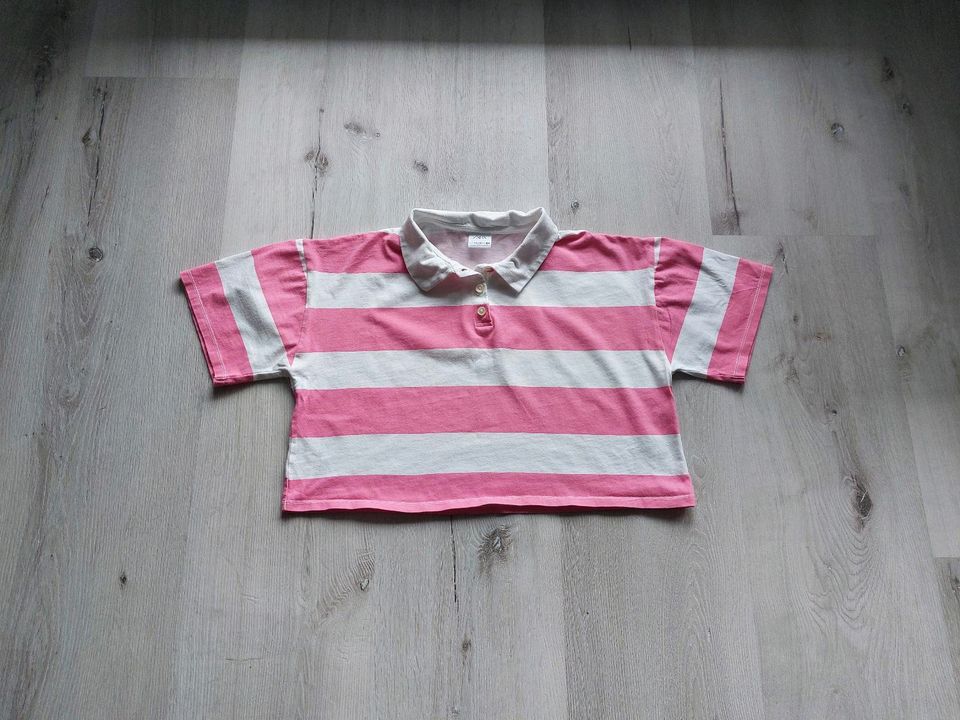 T-Shirt/Polo, rosa-weiß gestreift, Gr. 164, Zara in Großenseebach