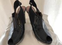 Extravagante Slingback Peeptoes Gr.38 schwarz Lack mit Silber Hessen - Zwingenberg Vorschau
