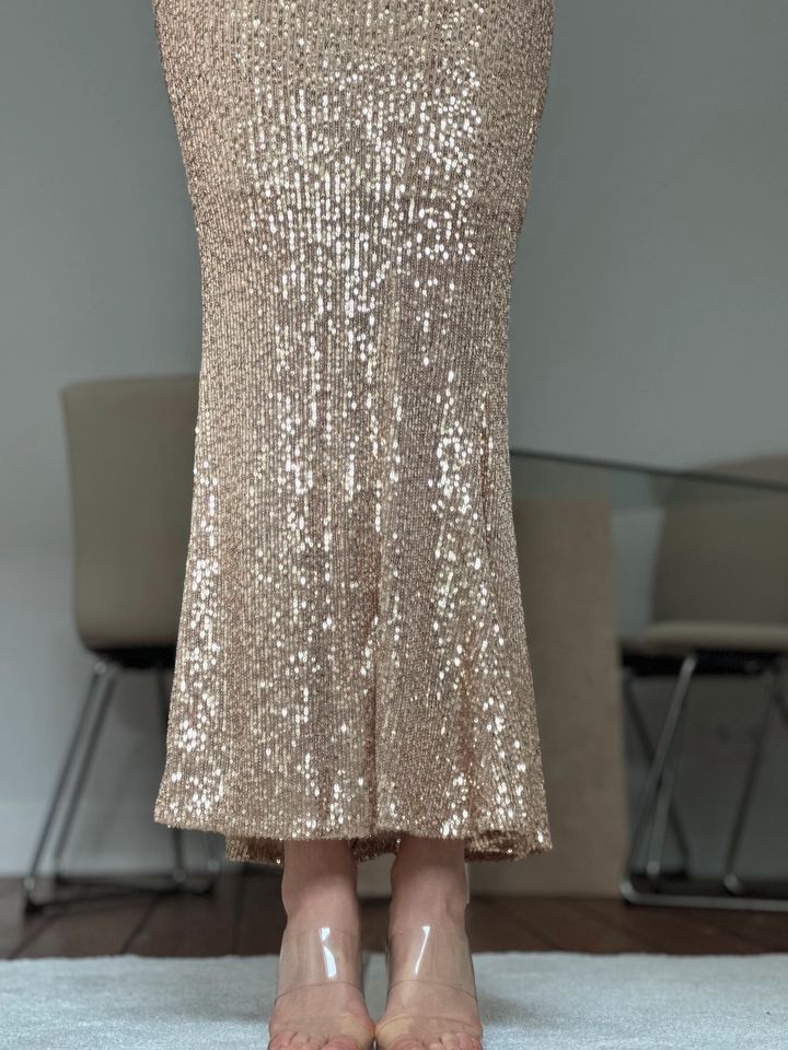 ASOS Design Kleid Gold Glitzer 34 XS in Oststeinbek