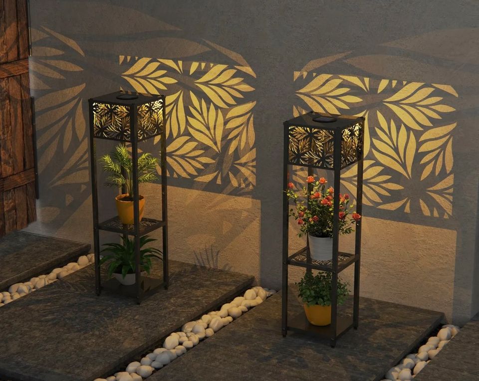 Solar Blumenregal Blumensäule Außen Pflanzenständer Metall Lampe in Bebra