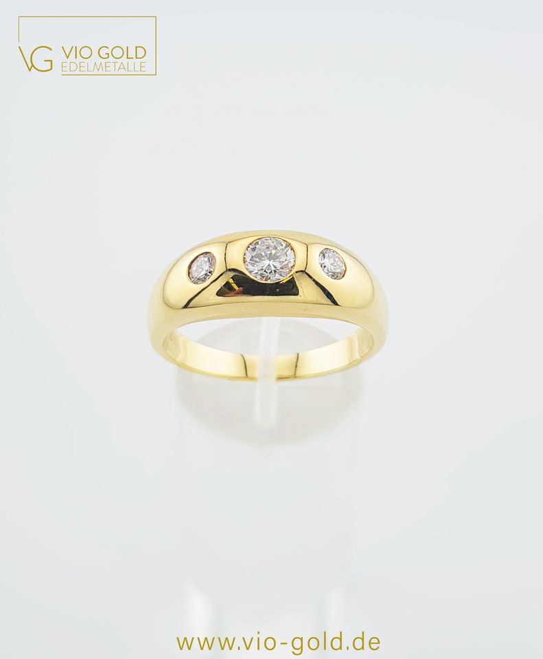 funkelnder Goldring mit 3 Diamanten ca. 0,64 Ct. aus 14 Kt. 585er Gold | Damen - Vio Gold G1295 in Regensburg