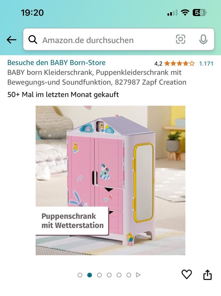 Puppenschrank Kleiderschrank Baby Born Zapf Creation in Mönchengladbach