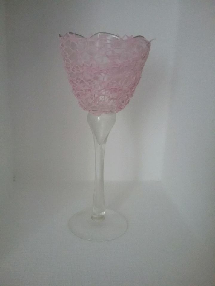 Windlicht Kelch Teelichtglas rosa in Salzgitter