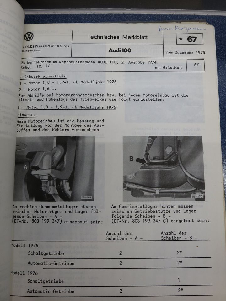 RARITÄT AUDI NSU REPARATUR-LEITFADEN AUDI 100 VON 1974 in Würzburg