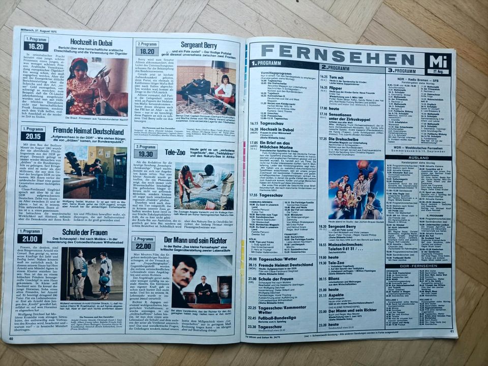 Programmzeitschrift TV Hören und Sehen Nr.34/1975 in Hannover