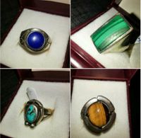 Silber Ring 925  Lapis Malachit Türkis Tiegerauge VINTAGE antik Berlin - Steglitz Vorschau