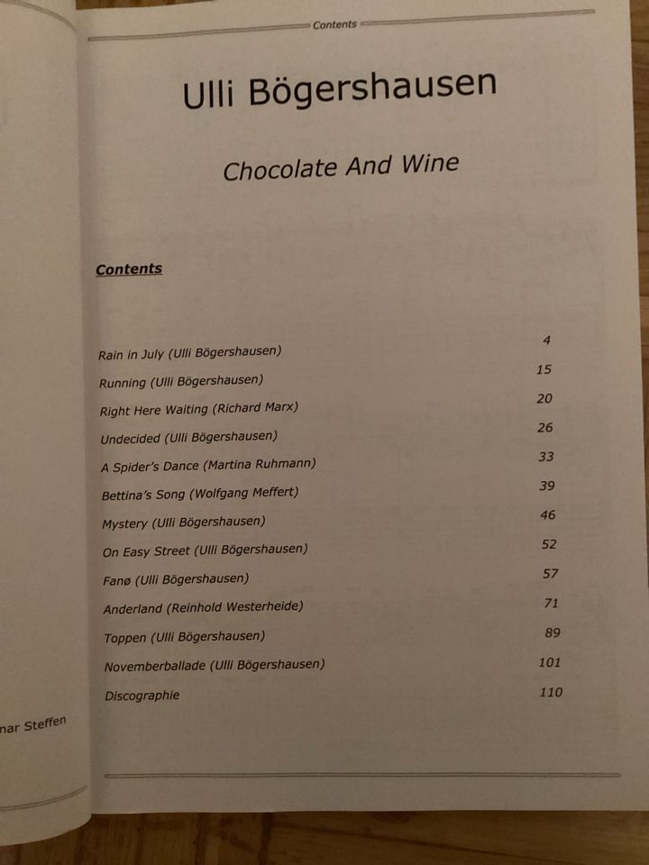 Ulli Bögershausen - Chocolate & wine Songbook TAB in Bad Sobernheim