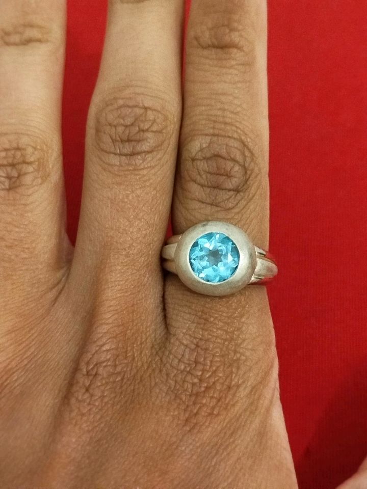 Schöne Silber Ring mit Blau Topas | 925 | Gr : 20 in Neuburg a.d. Donau