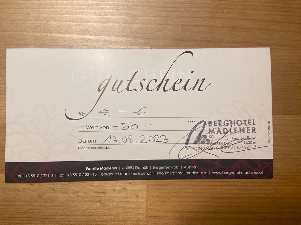 Hotelgutschein Berghotel Madlener Bregenzerwald Damüls 50€ in Zimmern ob Rottweil