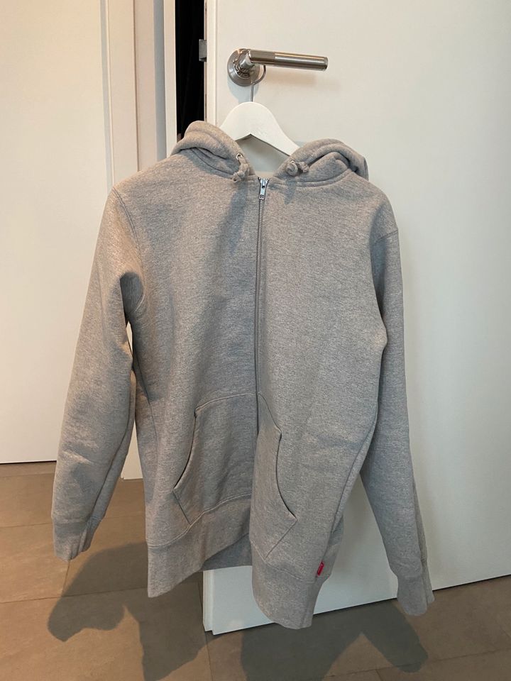 Supreme Felt Hood Logo Zip-Up Sweatshirt Hoodie FW15 Grey M in Dreieich