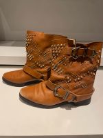 Zara Biker Stiefelette Boots Echt Leder Nieten Gold Gr 36 Baden-Württemberg - Pforzheim Vorschau