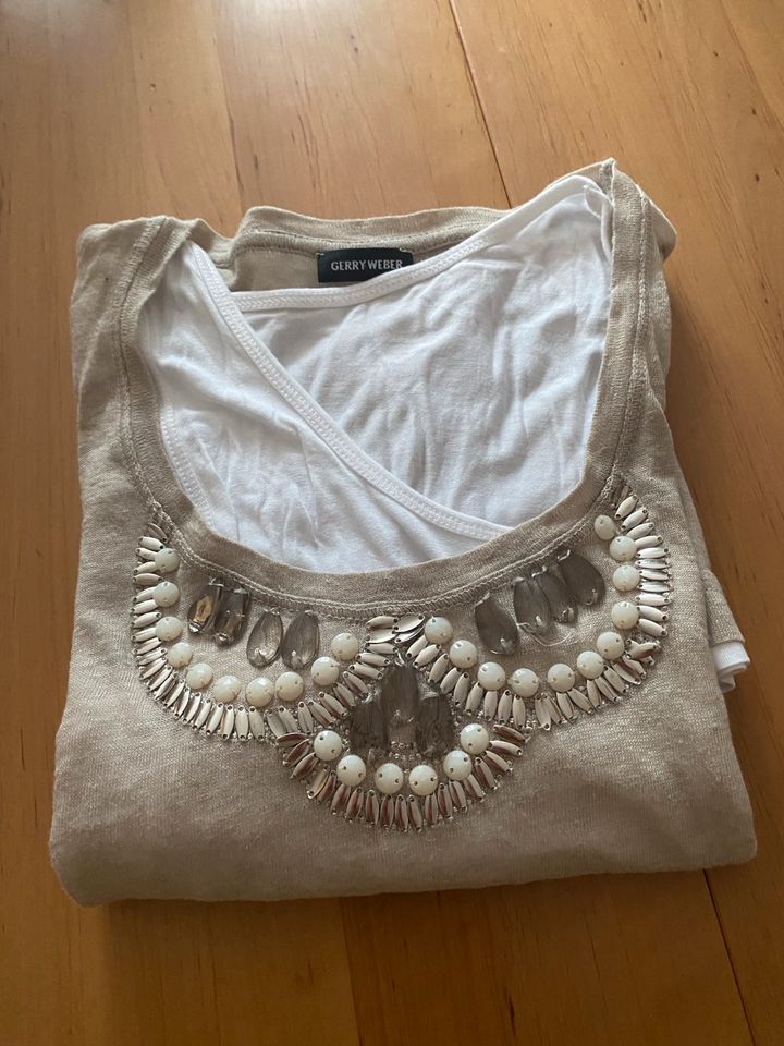 Damen T-Shirt von Gerry Weber in beige/weiß Gr.44 in Bruchsal