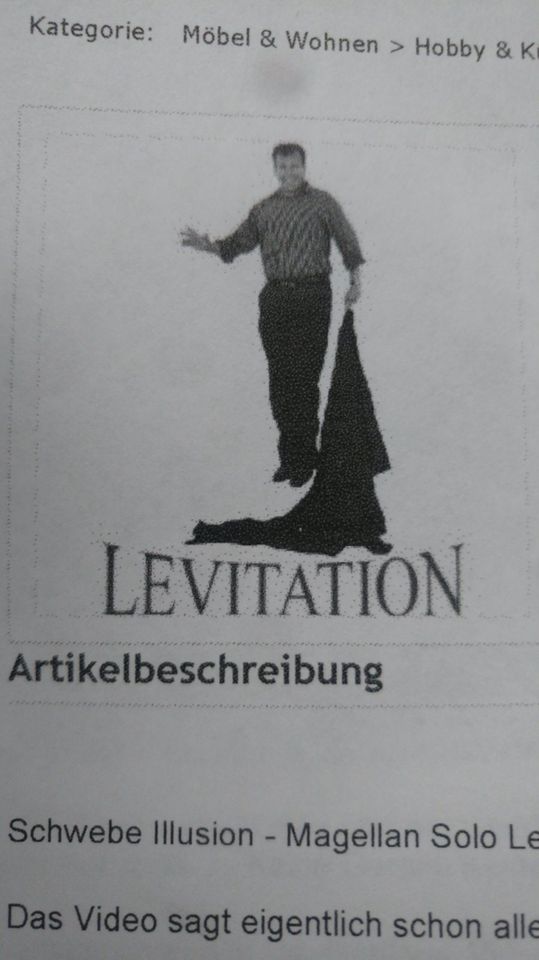 Magellan Solo Levitation, Zaubertrick zum schweben in Heilsbronn