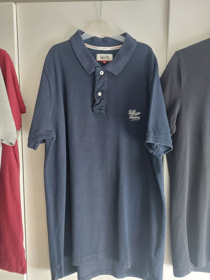 Herren Polo Poloshirt Tommy Hilfiger blau XL Slim Fit in Regenstauf