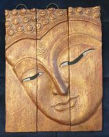 Holzbild, Relief, Buddha Triptychon, gold rot Hessen - Weiterstadt Vorschau