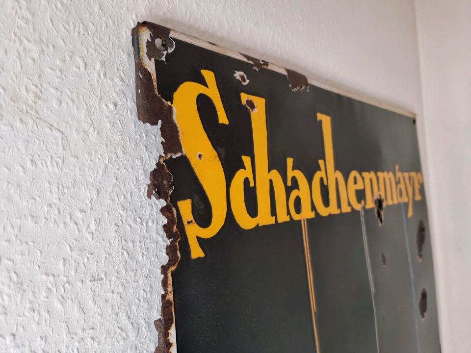 ⚠️ Emailleschild  Schachenmayr Wolle  - ca 1935 in Heusweiler