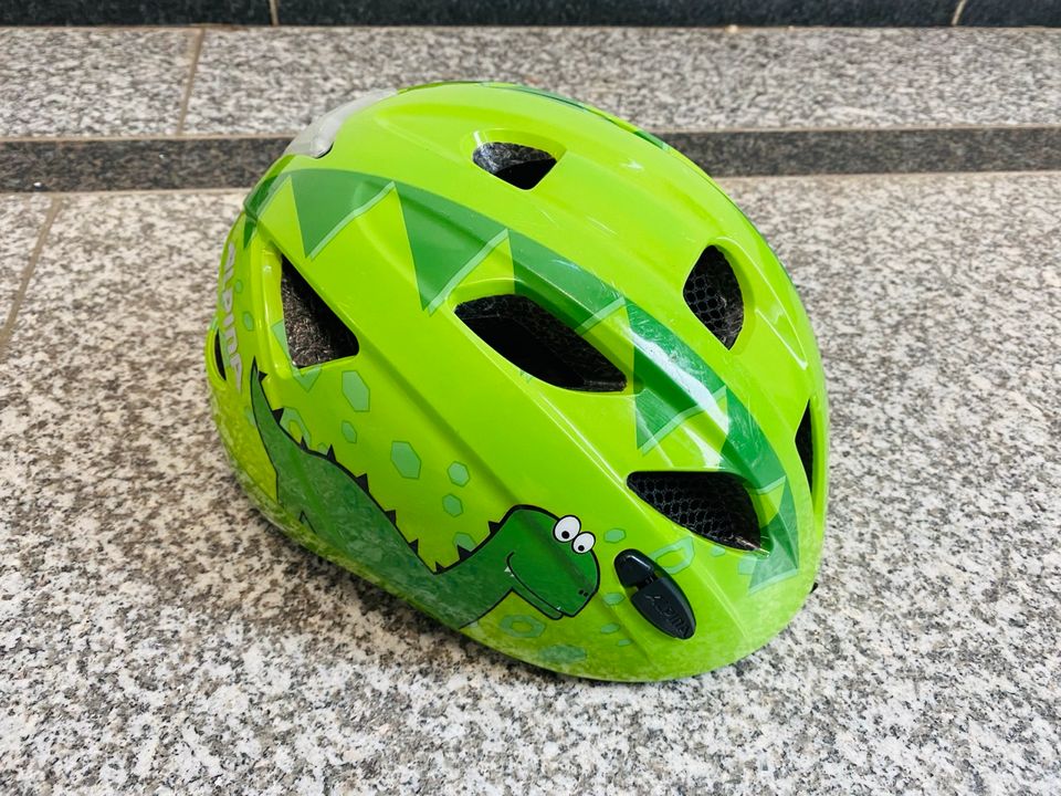 Fahrradhelm Kinder Alpina, grün mit Dino, unfallfrei in Eibelstadt