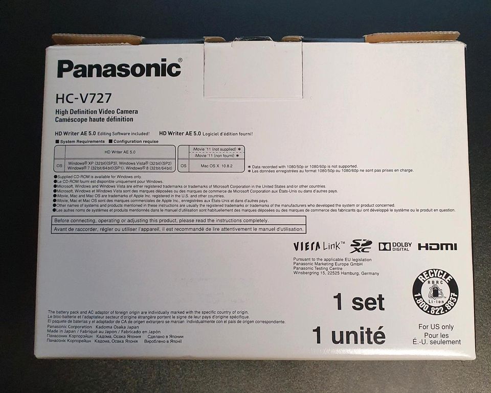 Video Camera Panasonic V727 Endet 19.06.24 in Bockhorn
