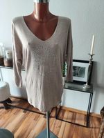 Comma lässiger dünner Pullover Gr.42 beige,schöne Glitzerapplikat Brandenburg - Falkensee Vorschau