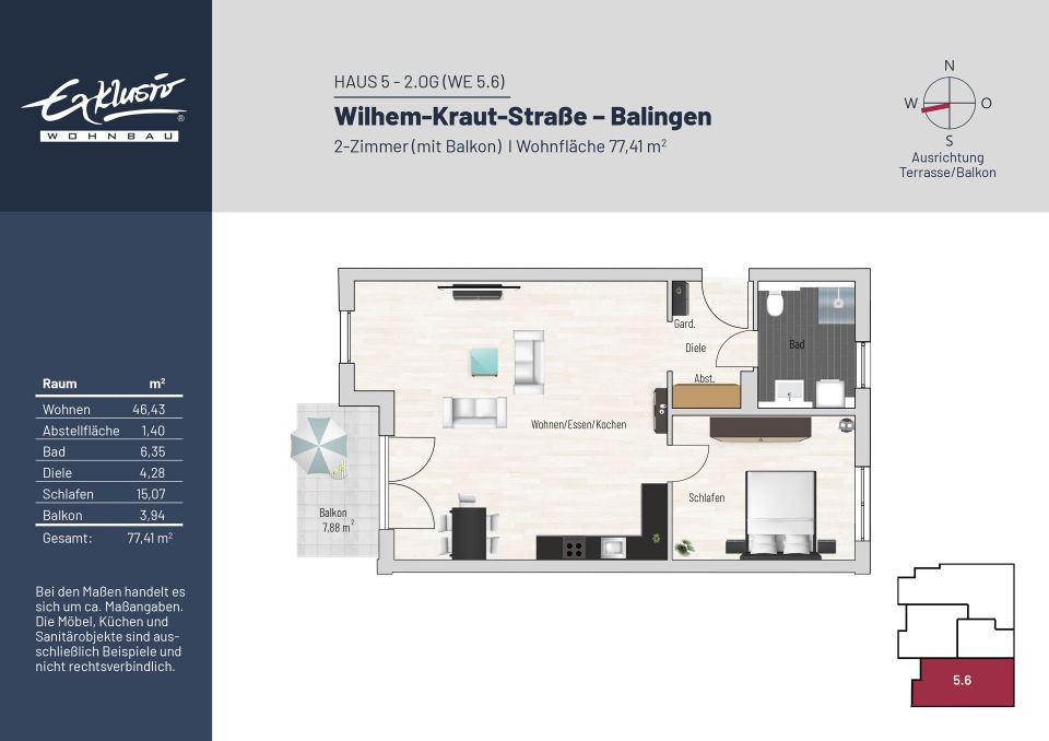 ** NEUBAU STADTHAUS ** 2-Zimmer-Wohnung in Balingen