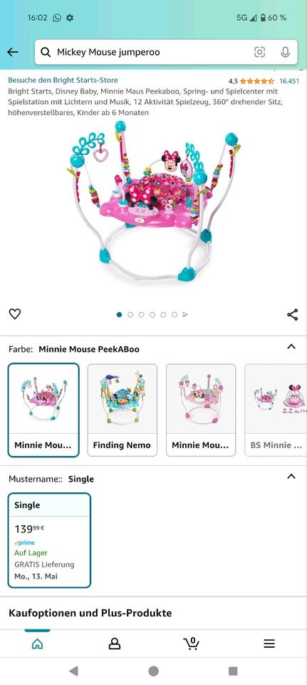 Mickey Mouse jumperoo Hopser für Baby in Hainsfarth