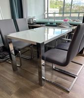 Esszimmertisch und 4 Stühle weiß Silber Esstisch 120x80 Bayern - Sonthofen Vorschau