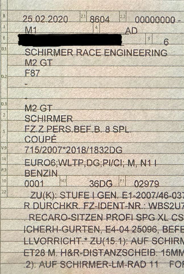 BMW M2GT Schirmer Tracktool - Schirmer FIN - MwSt. ausweisbar in Dortmund