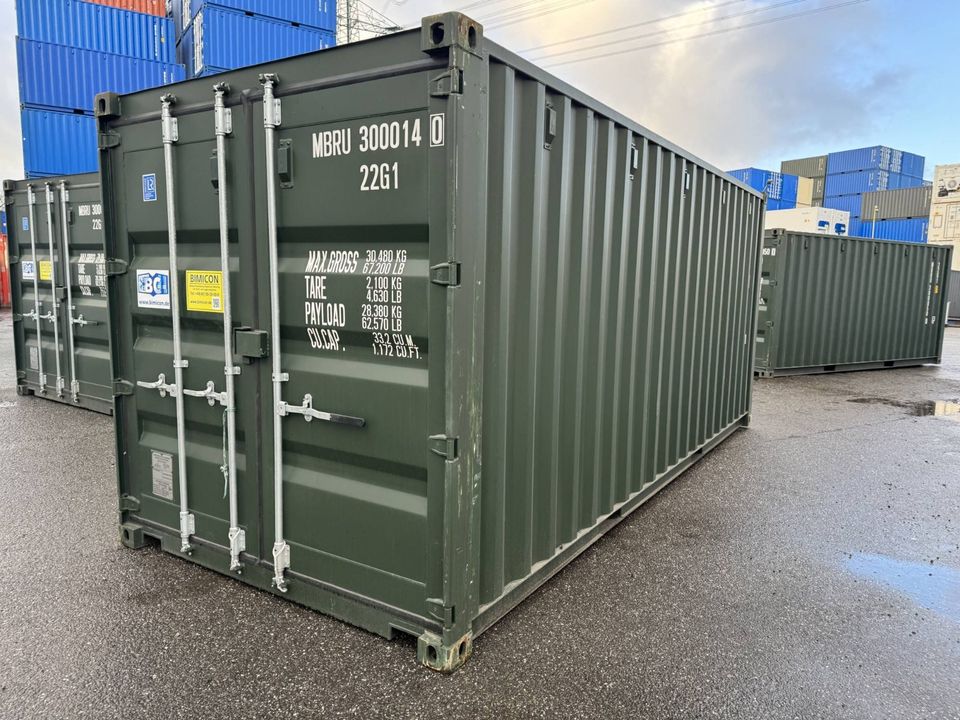 ✅ 20 Fuß ONE WAY / NEU  Lagercontainer/ Seecontainer/ Materialcontainer RAL6007 in Hamburg