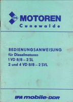 Bedienungsanleitung UT 082 Cunewalder Motor 1,2 u. 4 VD 8/8 2 SVL Brandenburg - Spreewaldheide Vorschau