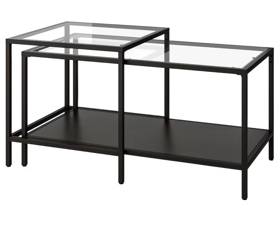 Couchtisch, 2er Set, schwarzbraun/Glas, 90x50 cm in Essen