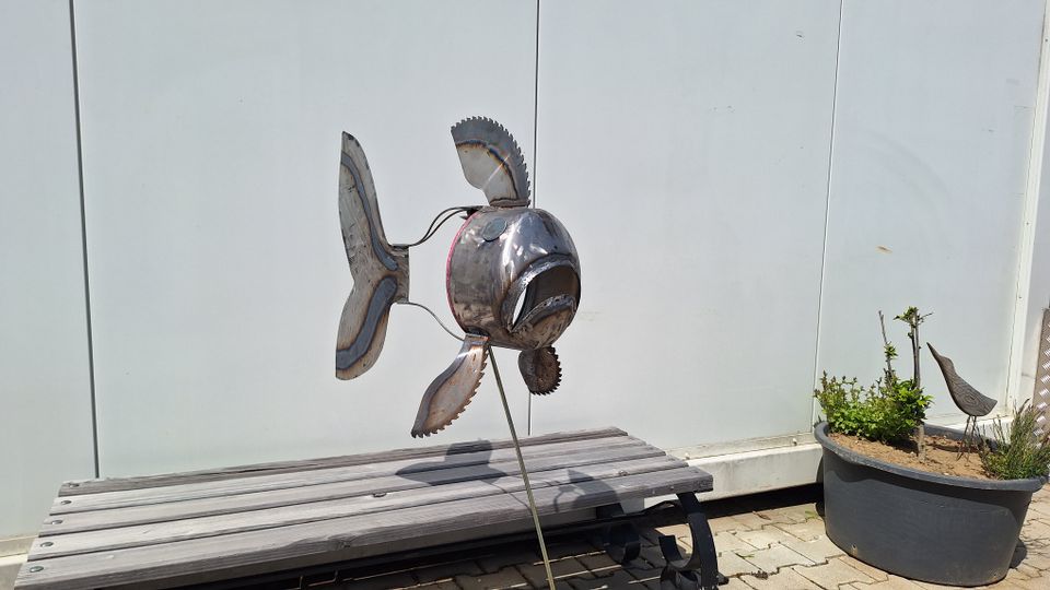 Metall Fisch Kunst Deko Garten Geschenk Teich Einzelstück in Wartenberg