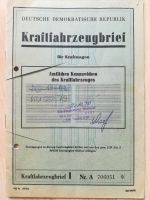 DDR KFZ-Brief Trabant Steuer Versicherungskarte Entwertet Harburg - Hamburg Eißendorf Vorschau