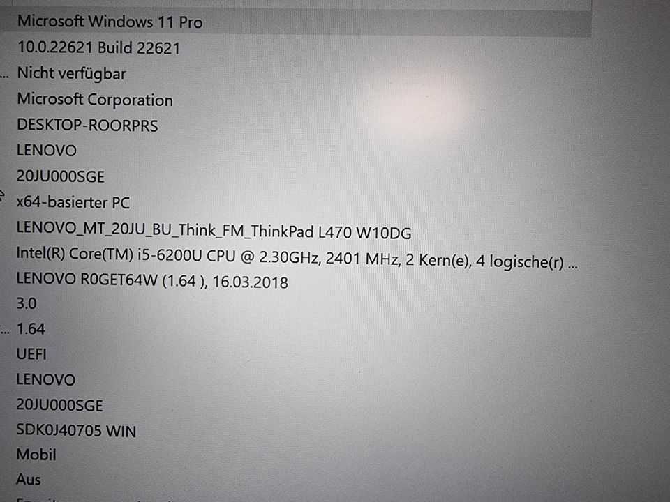 Lenovo ThinkPad L470 INTEL i5-6300U 2x3,0GHz 8GB-RAM 256SSD WEBCA in Teningen