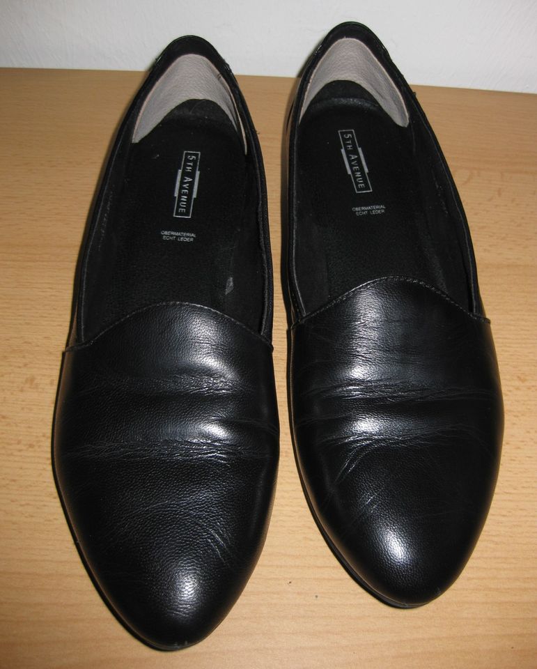 Halbschuhe Slipper Ballerinas schwarz Leder 5th Avenue Gr. 41 in Bad Segeberg