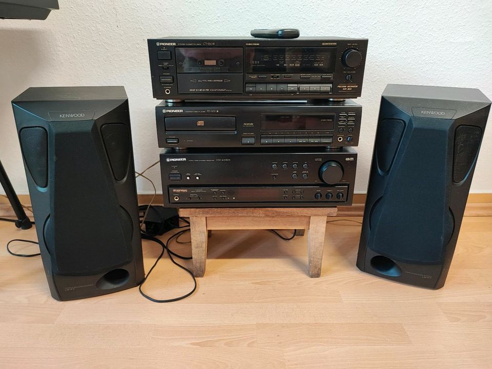 Stereoanlage Pioneer/ Kenwood Verstärker, CD, Kassette, Boxen top in Leipzig