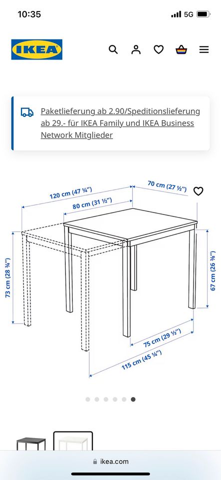 Tisch IKEA, Serie VANGSTA, weiß & ausziehbar in Düsseldorf