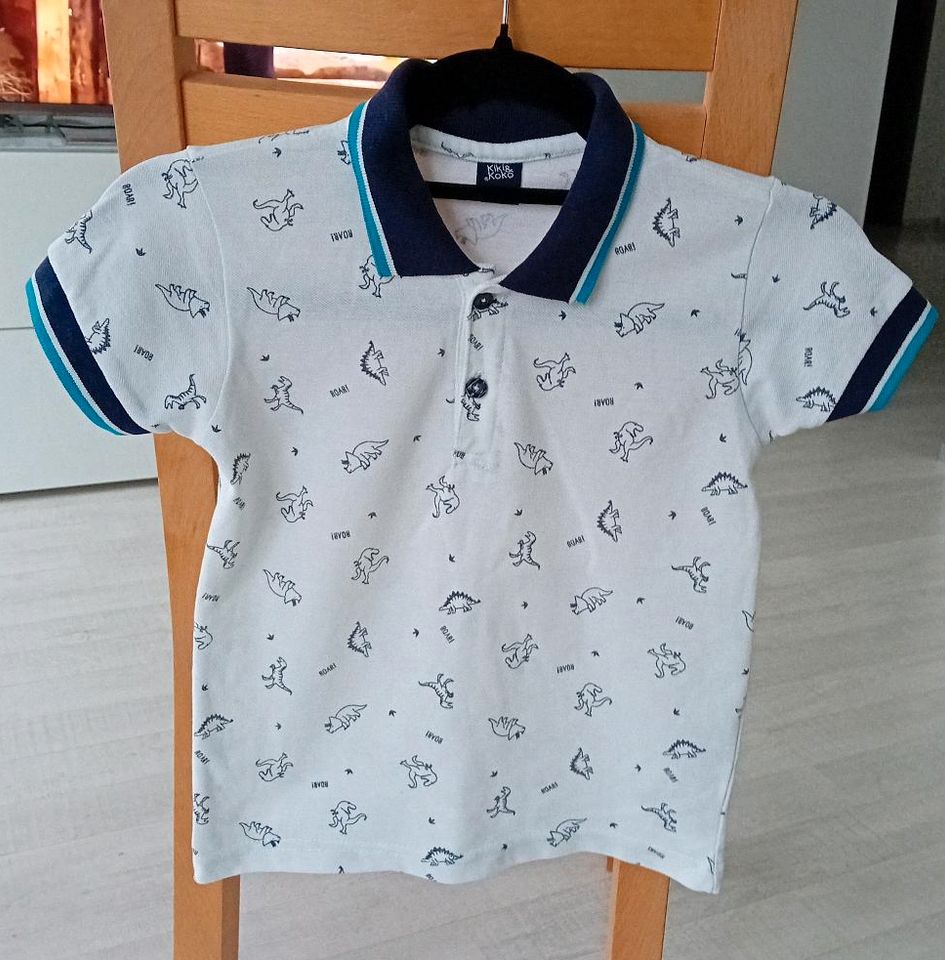 Poloshirt Junge 122 weiß Dinomuster in Neustadt a.d.Donau