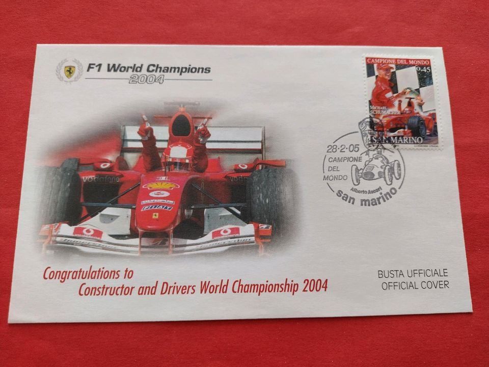 Briefumschlag Ferrari Michael Schumacher Briefmarke Formel 1 in Neunkirchen Siegerland