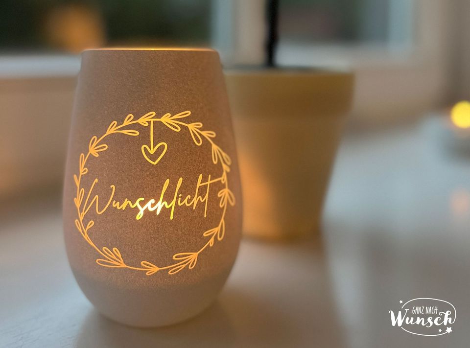 Windlicht | Geburtstag | Gravur | Kristallglas | Wunschlicht in Elsfleth