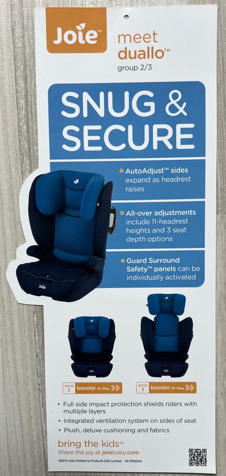 Autokindersitz Joie Duallo Isofix Größe 2/3 4-12 Jahre neuwertig in Hanau