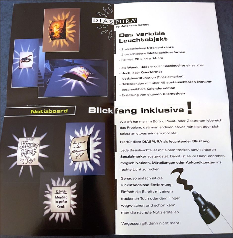 Wechselmotiv Leuchte Wandlampe „ DIASPURA“ mit Flammenkranz in Dortmund