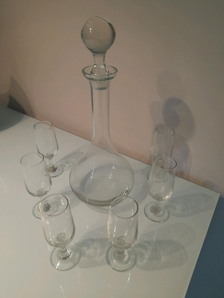 7-teiliges Sherry Set Kristallglas Glaskaraffe plus 6 Likörgläser in Uetersen