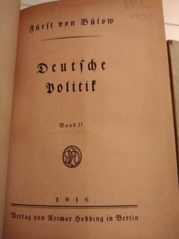 Antik: Deutsche Politik Fürst von Bülow Band 1 und 2 von 1916 in Bienenbüttel