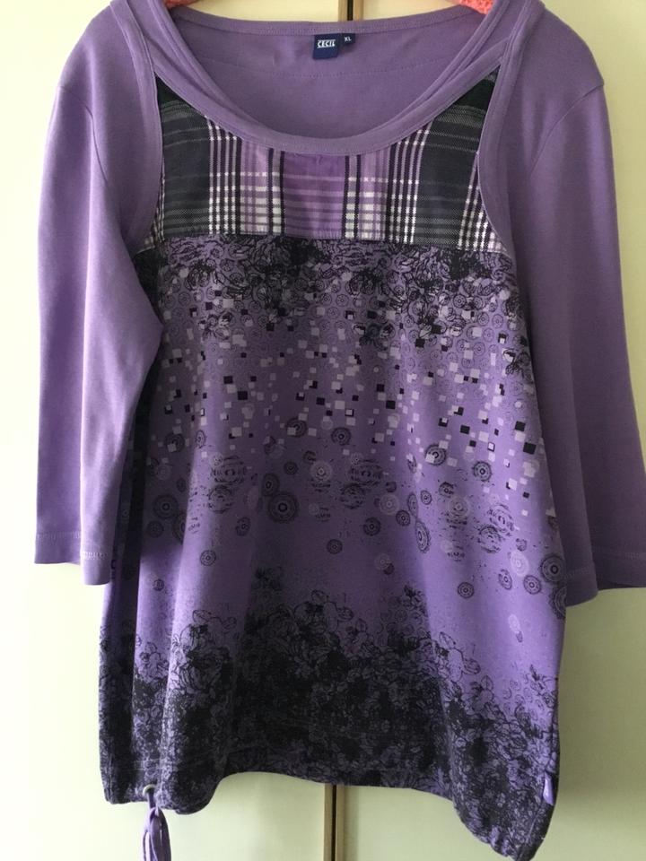 Cecil Shirt 3/4 Arm lila, flieder Bindeband kaschierend XL 44 in Meiningen