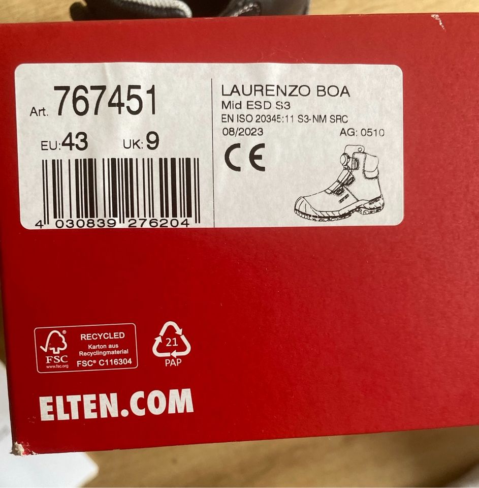 Sicherheitsschuhe Elten Laurenzo Boa Mid ESD S3 Neu in Königswinter