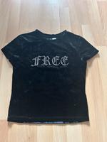 T-Shirt - Cropped - Samt - Damen - Schwarz - S - Steinchen Hessen - Eschborn Vorschau